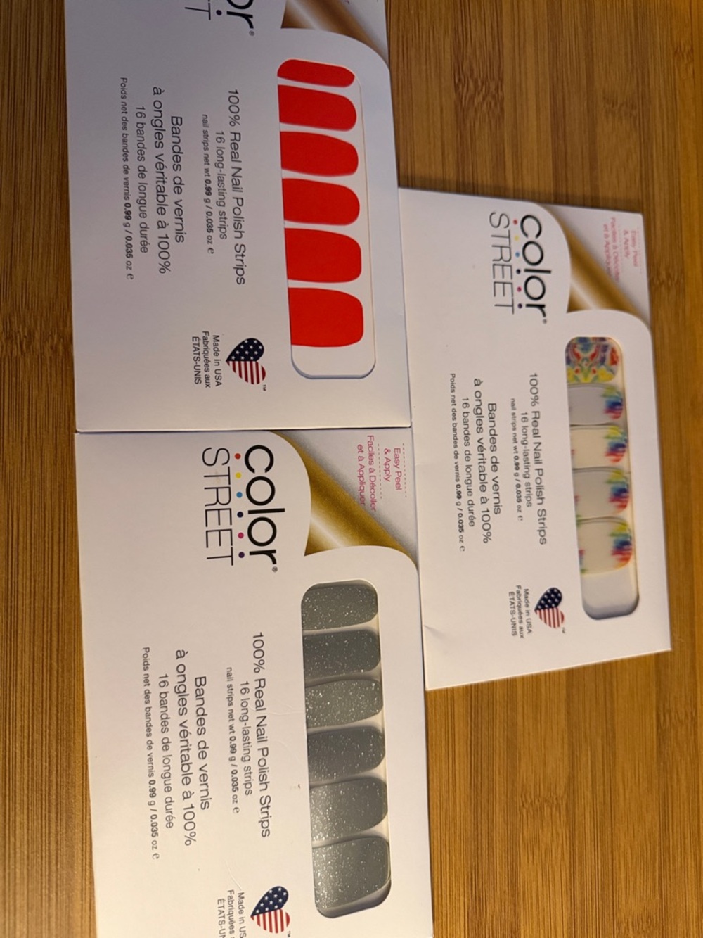 Color Street Red, Gray & Multicolor Nail Strips Trio